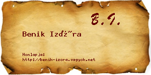 Benik Izóra névjegykártya